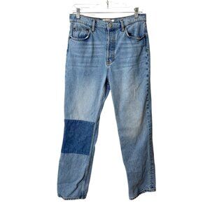 Reformation Cynthia Patch High-Rise Jeans Straight Leg Organic Cotton Size 29
